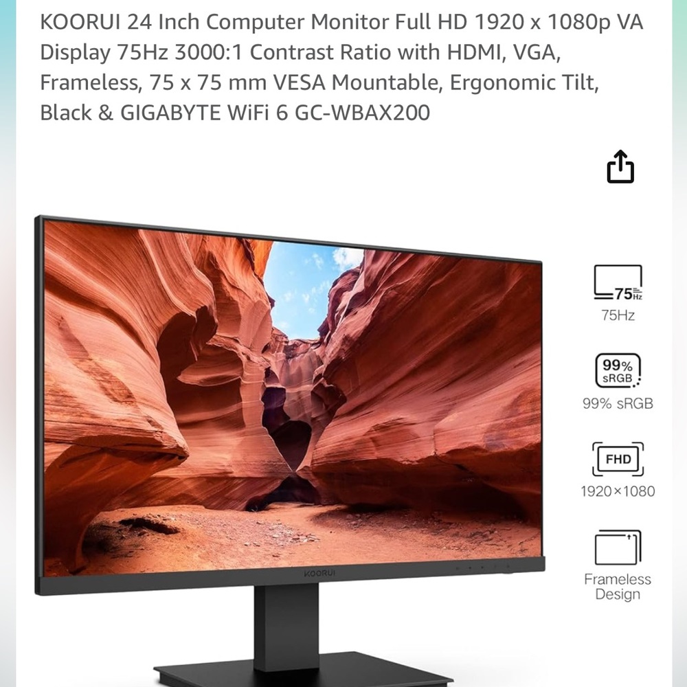 LIKE NEW KOORUI 24” Computer Monitor Full HD